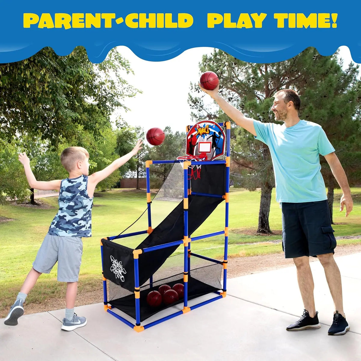 Joyfy Kids Arcade Basketball Game Set With Hoop And Balls