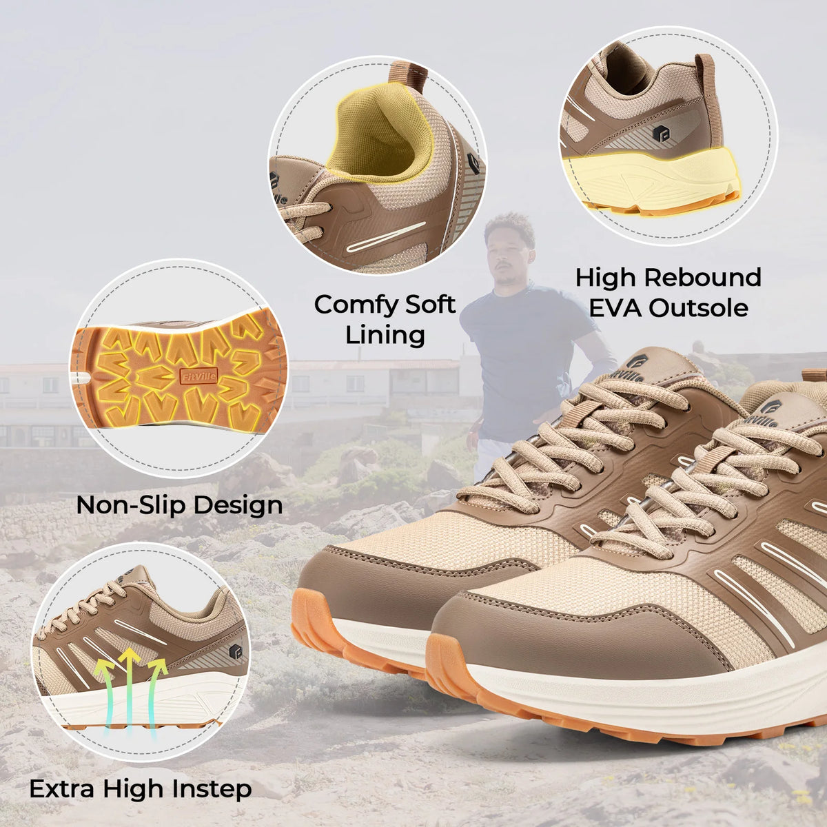 FittingTon Wide Toe Trail Running Shoes For Plantar Fasciitis