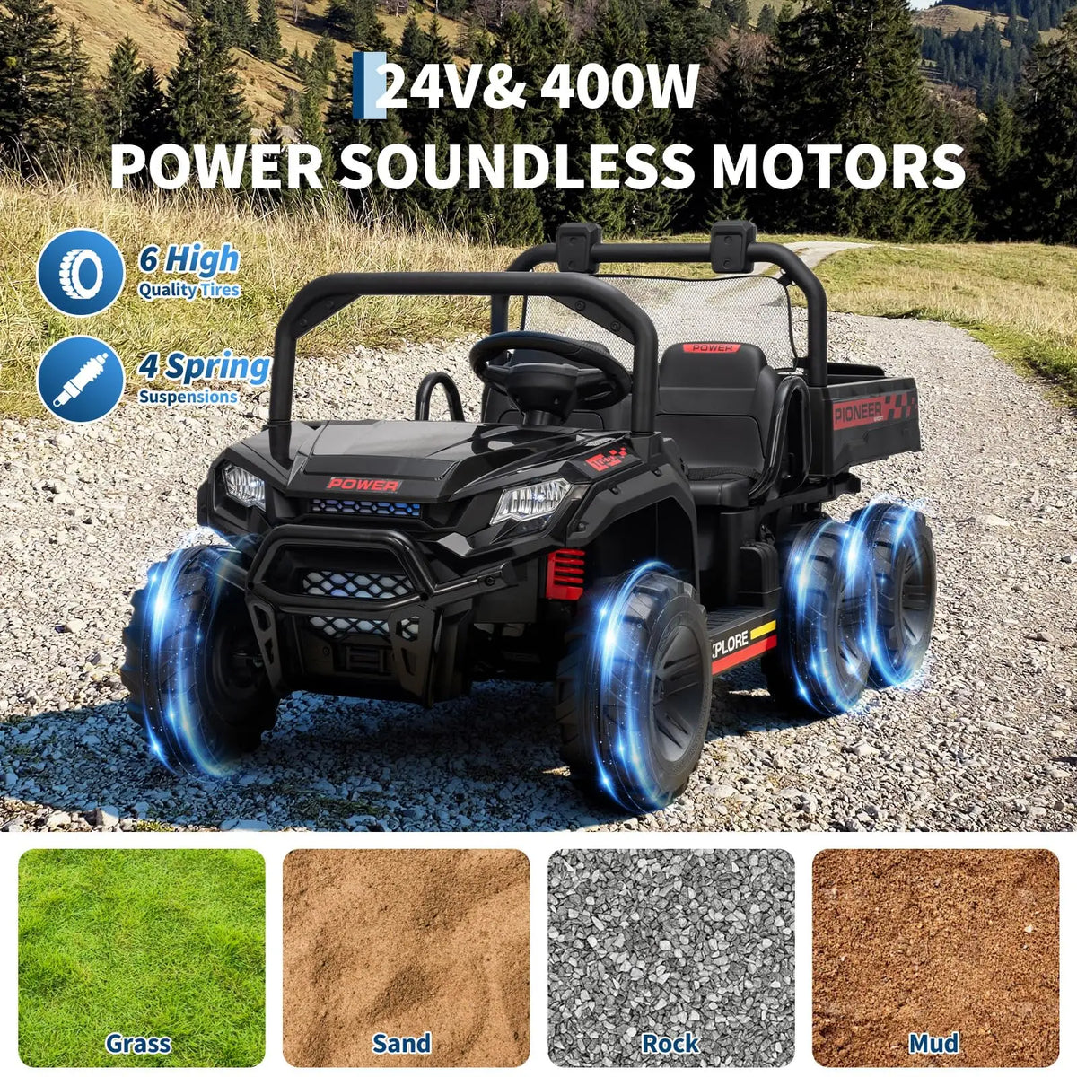 Kids 24V 4WD Electric Ride On Truck With Parental Remote