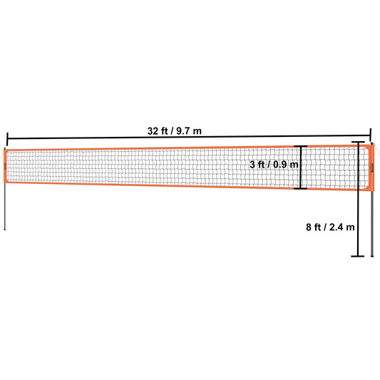 Adjustable Height Portable Outdoor Volleyball Net System With Steel Poles
