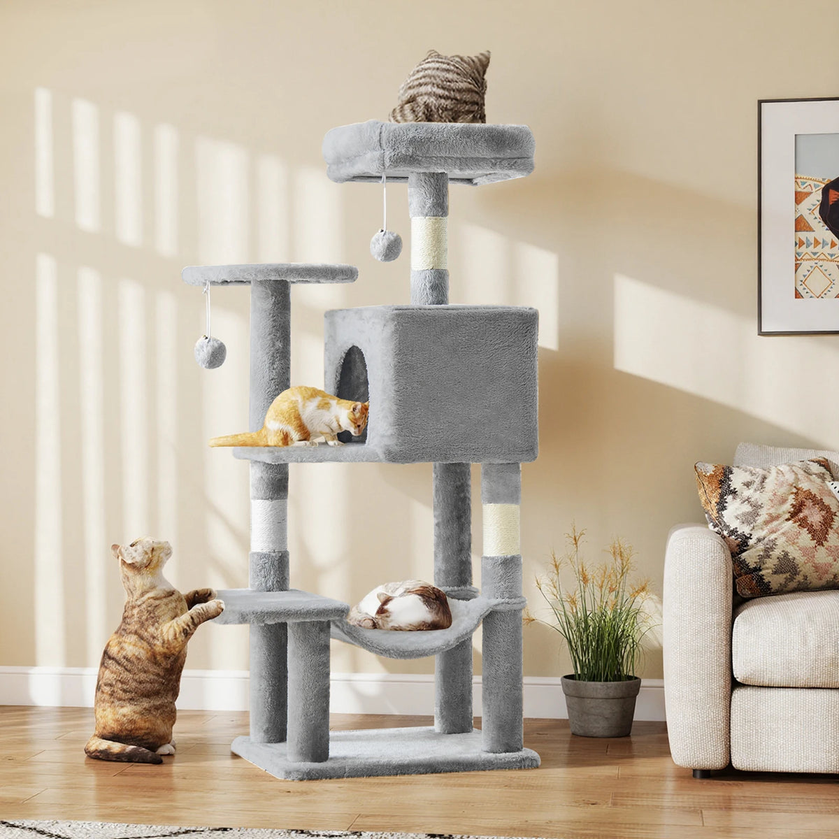 JHK Four Tier Cat Tree With Natural Sisal Scratching Posts