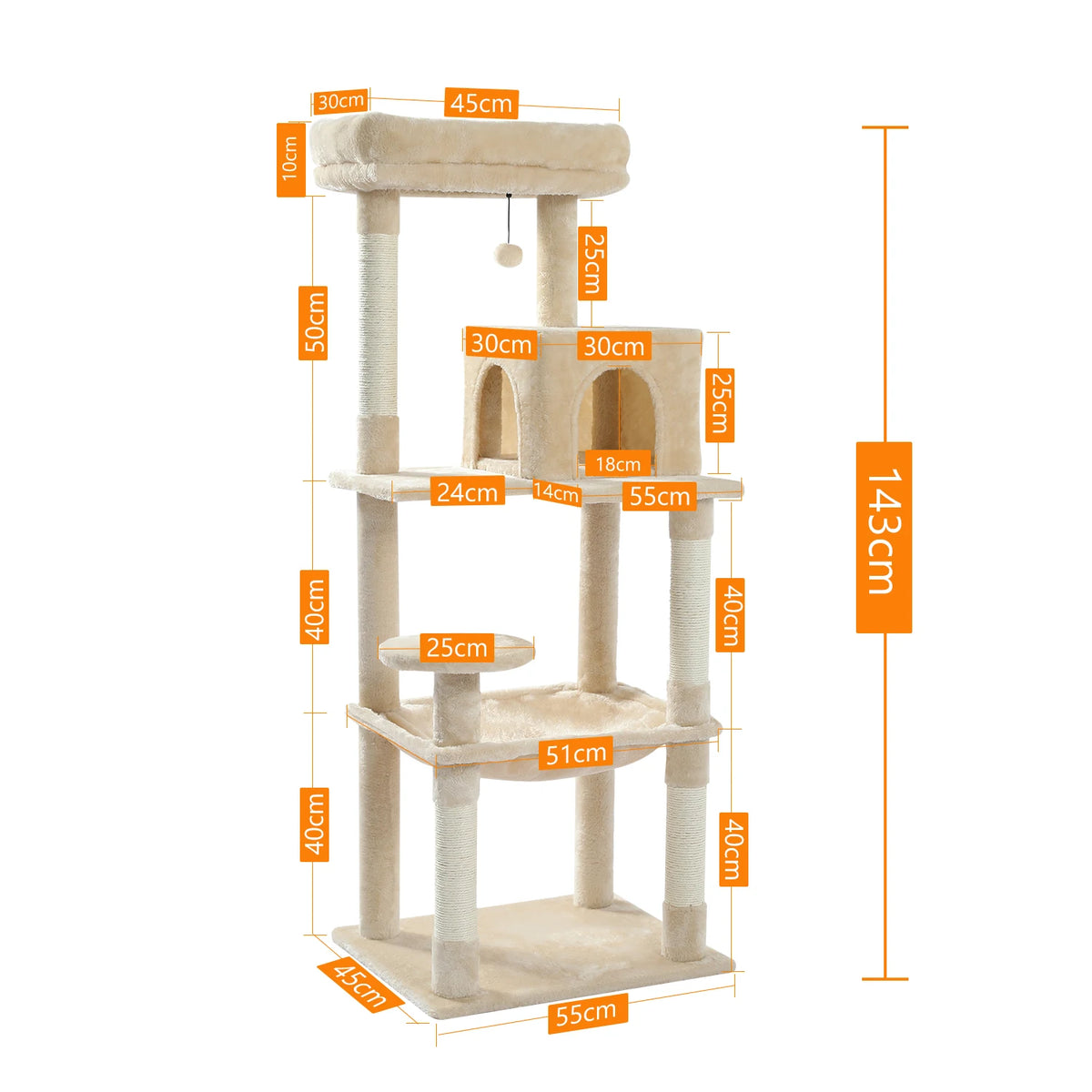 PAWZ Road Cat Tree With Sisal Posts Hammock And Perch