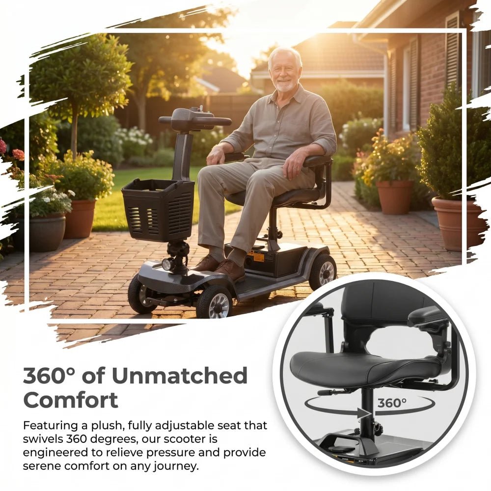 Unificare Foldable Electric Mobility Scooter With Detachable Battery