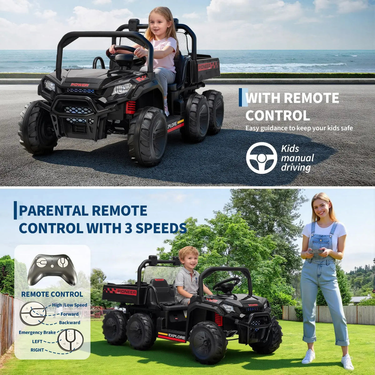 Kids 24V 4WD Electric Ride On Truck With Parental Remote